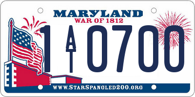 MD license plate 1AT0700