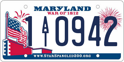 MD license plate 1AT0942