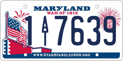 MD license plate 1AT7639