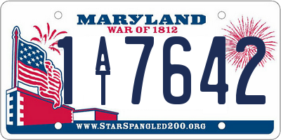 MD license plate 1AT7642