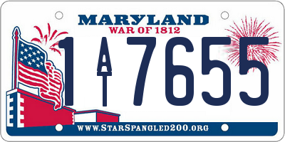 MD license plate 1AT7655