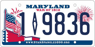 MD license plate 1AV9836