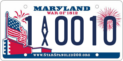 MD license plate 1AX0010