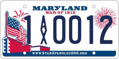 MD license plate 1AX0012