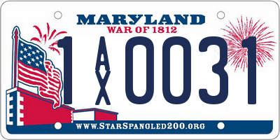 MD license plate 1AX0031