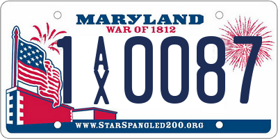 MD license plate 1AX0087