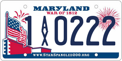 MD license plate 1AX0222