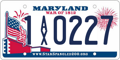 MD license plate 1AX0227