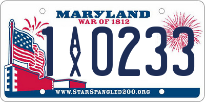 MD license plate 1AX0233