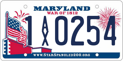 MD license plate 1AX0254