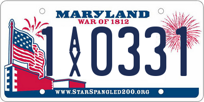MD license plate 1AX0331