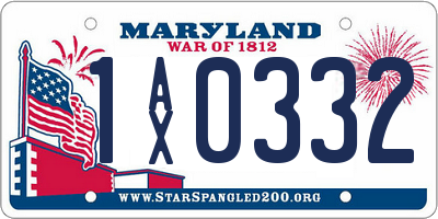 MD license plate 1AX0332