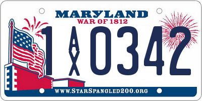 MD license plate 1AX0342
