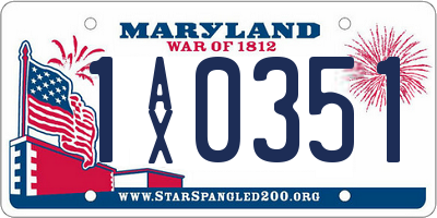 MD license plate 1AX0351