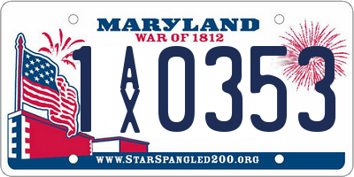 MD license plate 1AX0353
