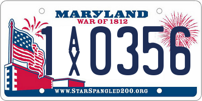 MD license plate 1AX0356
