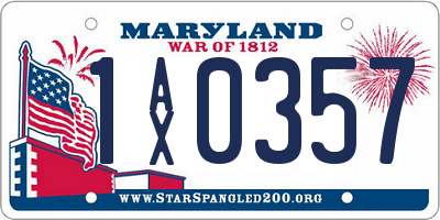 MD license plate 1AX0357