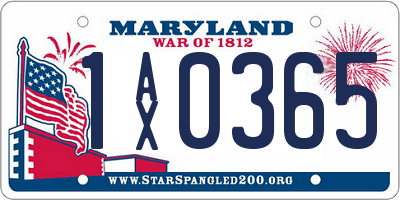 MD license plate 1AX0365