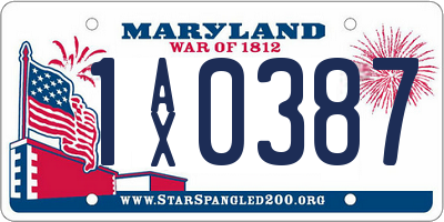 MD license plate 1AX0387