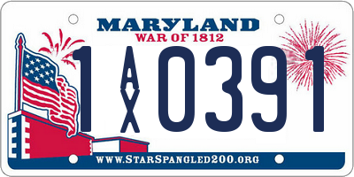 MD license plate 1AX0391