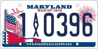 MD license plate 1AX0396