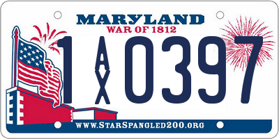 MD license plate 1AX0397