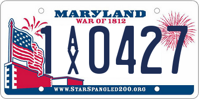 MD license plate 1AX0427