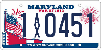 MD license plate 1AX0451