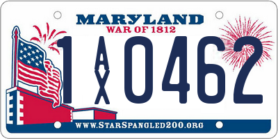MD license plate 1AX0462