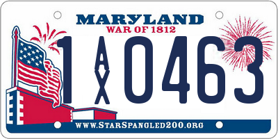 MD license plate 1AX0463