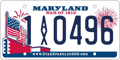 MD license plate 1AX0496