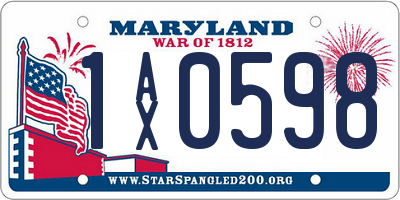 MD license plate 1AX0598