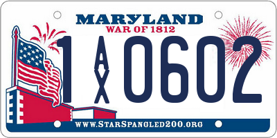 MD license plate 1AX0602