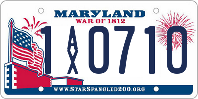 MD license plate 1AX0710