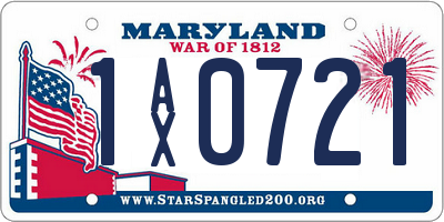 MD license plate 1AX0721