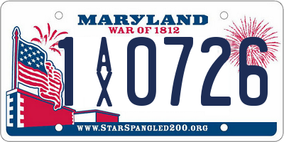 MD license plate 1AX0726