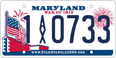 MD license plate 1AX0733