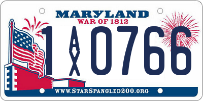 MD license plate 1AX0766