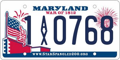 MD license plate 1AX0768