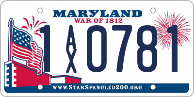 MD license plate 1AX0781