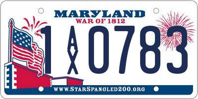 MD license plate 1AX0783