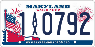 MD license plate 1AX0792