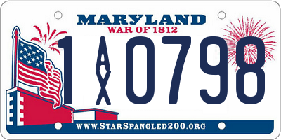 MD license plate 1AX0798
