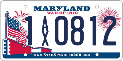 MD license plate 1AX0812