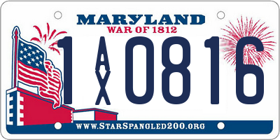 MD license plate 1AX0816