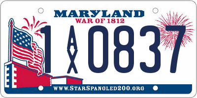 MD license plate 1AX0837