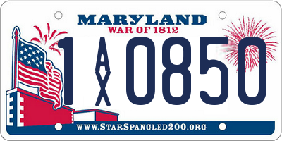 MD license plate 1AX0850