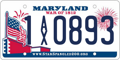 MD license plate 1AX0893