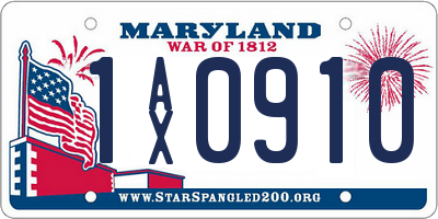 MD license plate 1AX0910