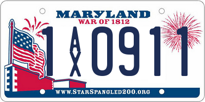 MD license plate 1AX0911